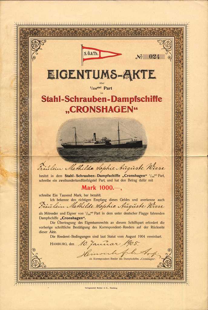 Stahl Schrauben Dampfschiff Cronshagen Schiffspart